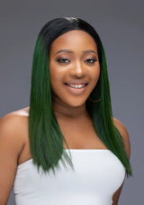 14" Bone straight Dark Green with Closure