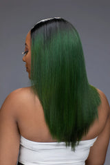 14" Bone straight Dark Green with Closure